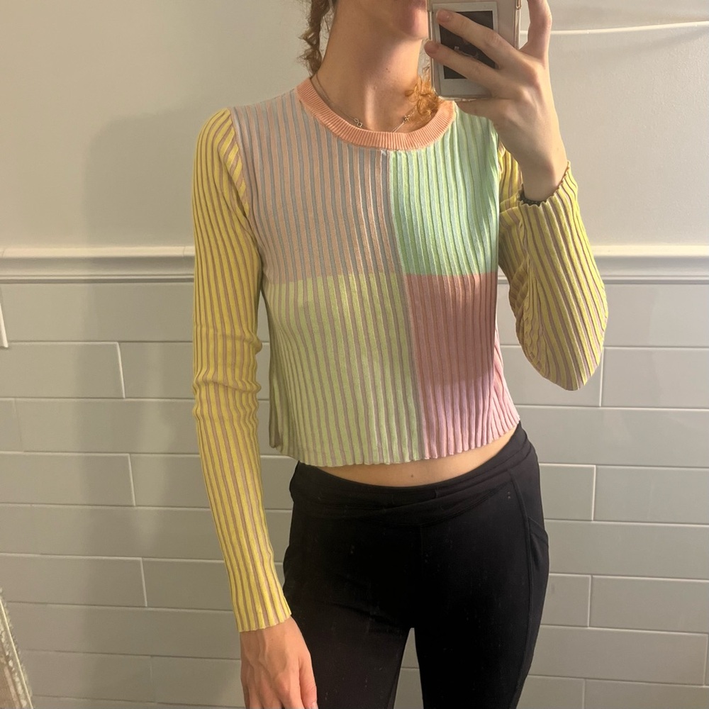 Vigoss Pastel Striped Long Sleeve Top